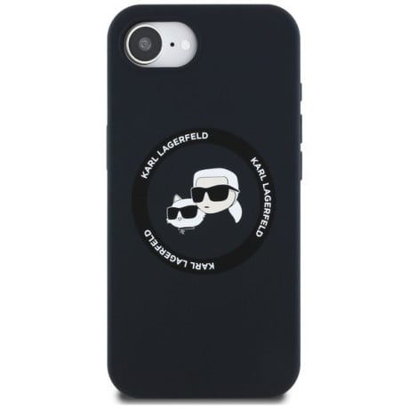 Оригинальный силиконовый чехол Karl Lagerfeld Karl &amp; Choupette MagSafe для iPhone 16e - Black