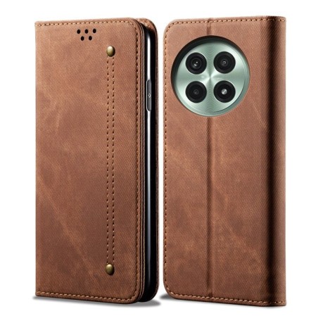 Чохол книжка Denim Texture Casual Style на OnePlus 13 - коричневий