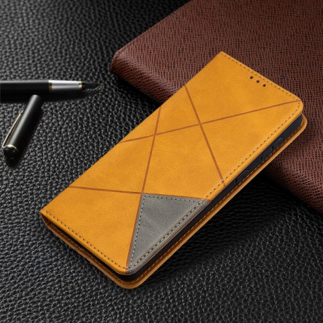 Чехол-книжка Rhombus Texture на Samsung Galaxy S21 Plus - желтый