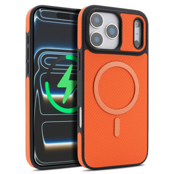 Карбоновий чохол Kalebol з MagSafe на iPhone 18 Pro Max — оранжевий