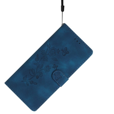 Чехол-книжка Flower Butterfly Embossing для Motorola Edge 50 5G - синий