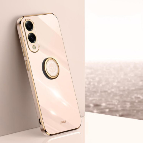 Противоударный чехол XINLI Straight Edge with Ring Holder для Samsung Galaxy S25 Edge 5G - розовый