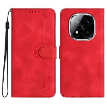 Чехол-книжка в стиле Retro мягкое покрытие Skin Feel серия Amile на Xiaomi  Redmi Note 14 Pro+ 5G - красный