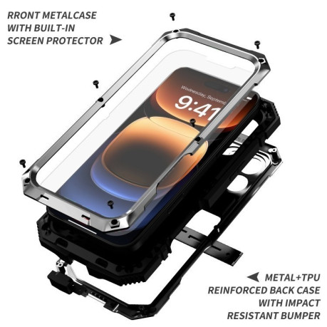 Противоударный чехол R-JUST Life Waterproof для iPhone 16 Pro  - серебристый