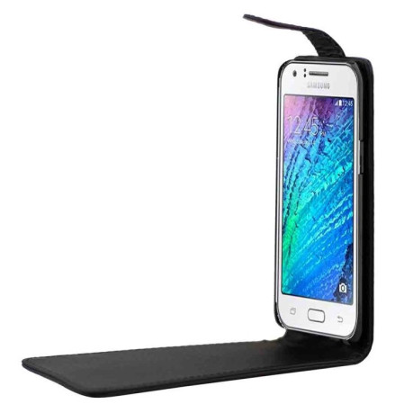 Кожаный флип- чехол Plain Texture на Samsung Galaxy J5 2016 / J510 -черный