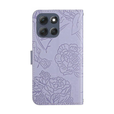 Чохол-книжка Embossed Butterfly для Motorola Moto G56 5G - фіолетовий