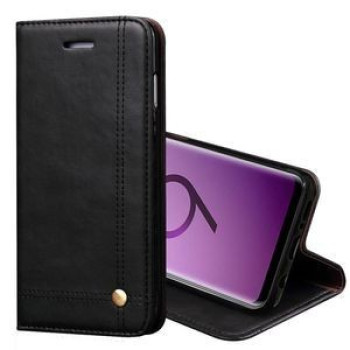 Кожаный чехол-книжка на Samsung Galaxy S9+ /G965 Retro Crazy Horse Texture Casual Style черный