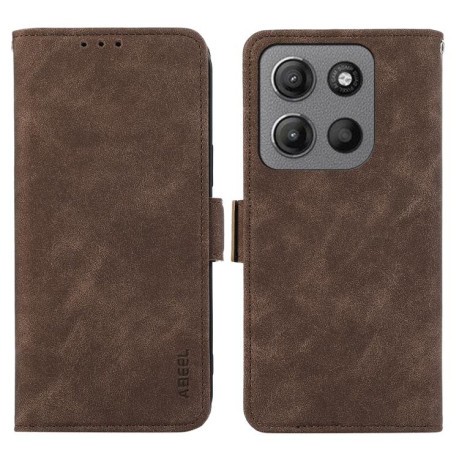 Чехол-книжка ABEEL Color Block Magnetic RFID Leather на Motorola Moto G15 4G / G05 - коричневый