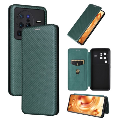 Чохол-книжка Carbon Fiber Texture на Vivo X80 Pro 5G - зелений