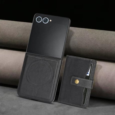 Чохол Kalebol Magnetic Button з кишенькою для карт та MagSafe на Samsung Galaxy Filp 7 - чорний
