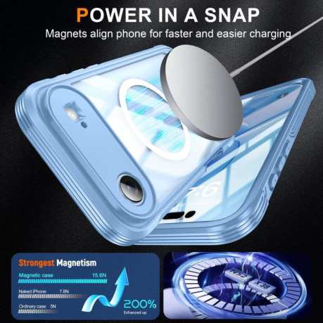 Двосторонний противоударный чехол Life Waterproof MagSafe Magnetic Rugged для iPhone Air - голубой