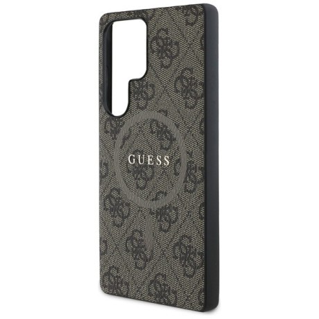 Оригінальний чохол Guess Leather 4G Colored Ring Classic Logo MagSafe для Samsung Galaxy S25 Ultra - Brown