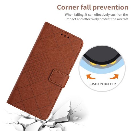 Чехол-книжка Rhombic Grid Texture для Motorola Moto G86 5G - коричневый