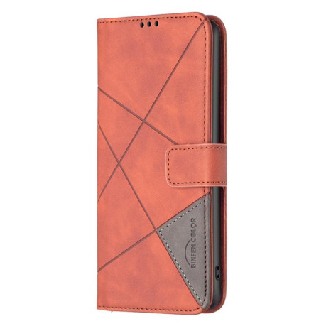 Чохол-книжка Rhombus Texture для Xiaomi Redmi Note 14 4G - коричневий