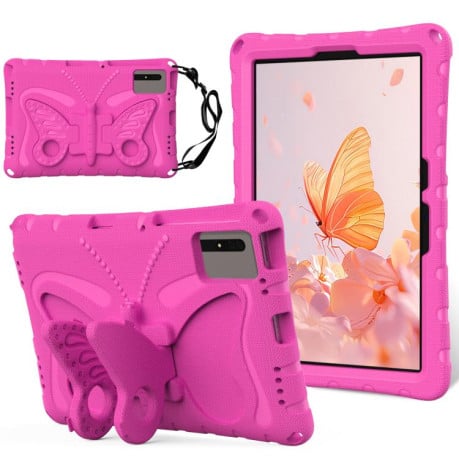 Противоударный чехол Butterfly Bracket EVA для Xiaomi Redmi Pad 2 /SE 11 2025 - пурпурно-красный