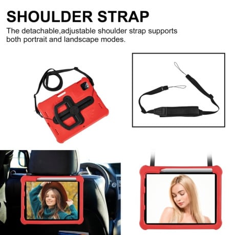 Противоударный чехол Shield 360 Rotation Handle EVA Shockproof для iPad Pro 11 2024 - красный