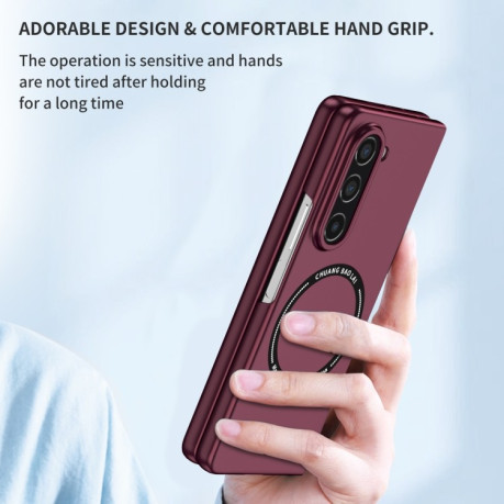 Противоударный чехол Magsafe Magnetic Folding для Samsung Galaxy Fold 5 - винно-красный