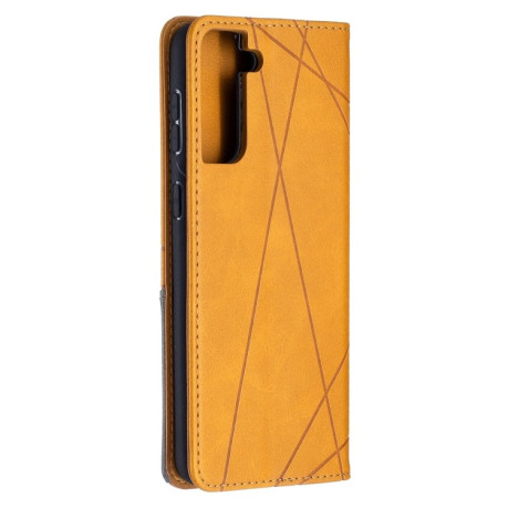 Чохол-книга Rhombus Texture на Samsung Galaxy S21 Plus - жовтий