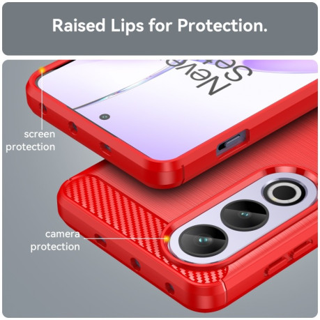 Противоударный чехол Brushed Texture Carbon Fiber на OnePlus Ace 3V - красный