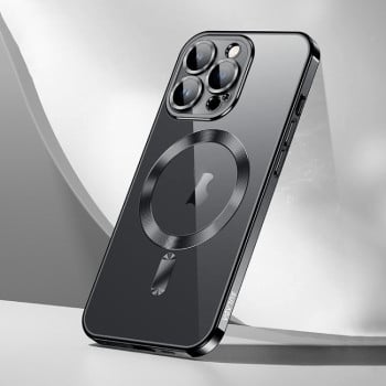 Силиконовый чехол SULADA с MagSafe с блестящим покрытием на iPhone 16 Pro Max - черный