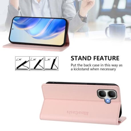 Чохол-книжка RC01 Dual-Folded Magnetic Suction RFID Leather на Infinix Smart 20 4G — рожевий