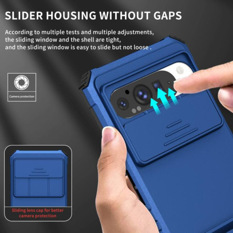 Противоударный чехол Stereoscopic Holder Sliding для Google Pixel 9 Pro XL - синий