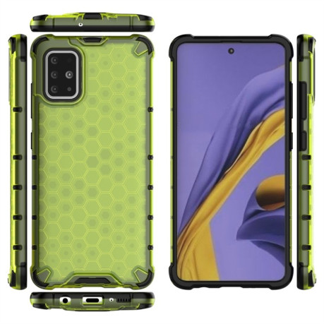 Противоударный чехол Honeycomb на Samsung Galaxy A51-зеленый