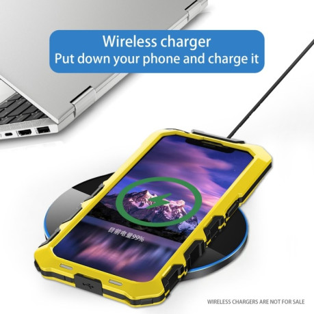 Протиударний металевий чохол R-JUST Dustproof на iPhone 15 Plus - жовтий
