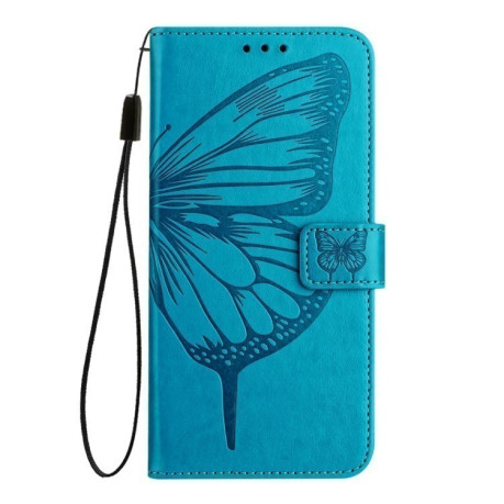 Чехол-книжка Embossed Butterfly для Motorola Moto G85 - синий