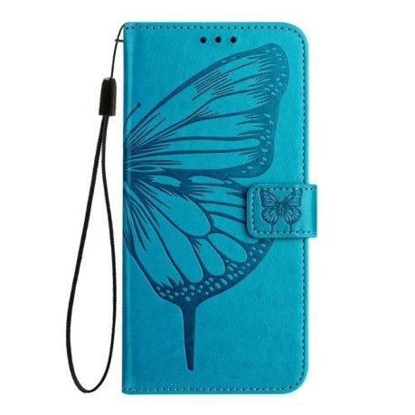 Чехол-книжка Embossed Butterfly для Samsung Galaxy S24 FE 5G - синий