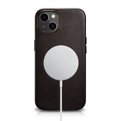 Шкіряний чохол iCarer Leather Oil Wax (MagSafe) для iPhone 13 mini - кавовий