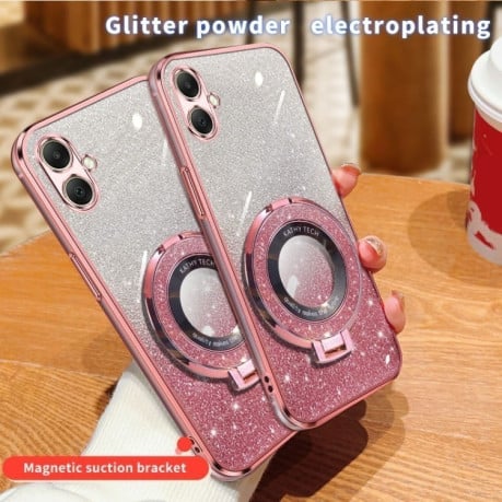 Протиударний чохол Plated Gradient Glitter Round Holder для Samsung Galaxy A06 4G - сріблястий