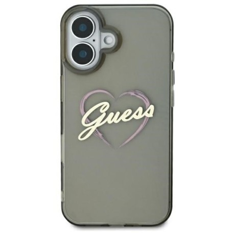 Оригинальный чехол Guess IML Heart для iPhone 16 - Black