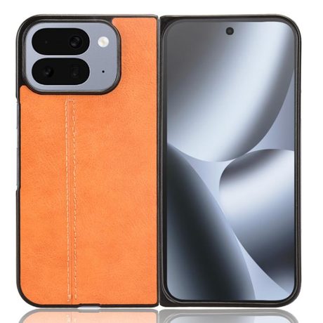 Чехол с прострочкой Sewing Cow Pattern для Google Pixel 10 Pro Fold — жёлтый