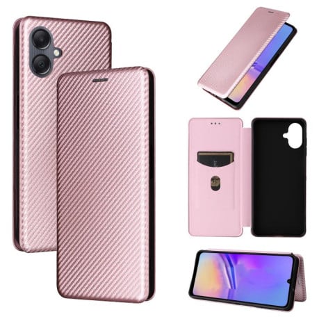 Чохол-книжка Carbon Fiber Texture на Samsung Galaxy A07 4G - рожевий
