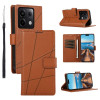 Чехол-книжка протиударний PU Genuine Leather Texture Embossed Line для Xiaomi Redmi Note 13 Pro 5G/Poco X6 5G - коричневый