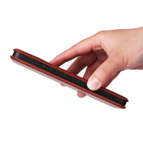 Чохол-книжка Carbon Fiber Texture на OnePlus 13R/Ace 5/Ace 5 Pro - коричневий