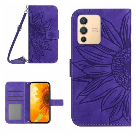 Чехол-книжка Skin Feel Sun Flower для Vivo V23 5G - фиолетовый