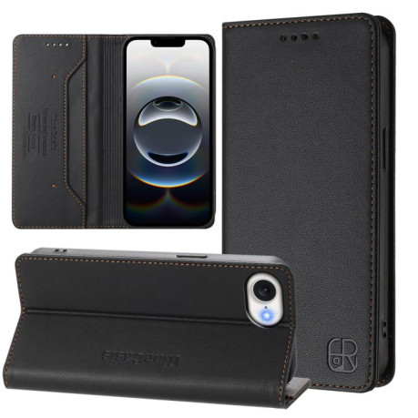 Чехол-книжка RC01 Dual-Folded Magnetic Suction RFID Leather на iPhone 16e - черный