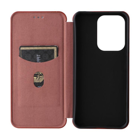 Чохол-книжка Carbon Fiber Texture на OPPO Reno13 5G Global - коричневий