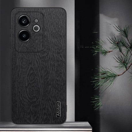 Чехол Tree Bark Leather Shockproof для Realme GT 6 - серый
