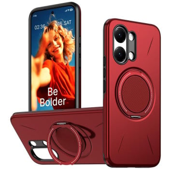 Чехол Metal Rotation Holder MagSafe TPU Hybrid PC с металлическим поворотным держателем и MagSafe на Xiaomi Redmi Turbo 5 Max 5G / Poco X8 Pro Max 5G — красный