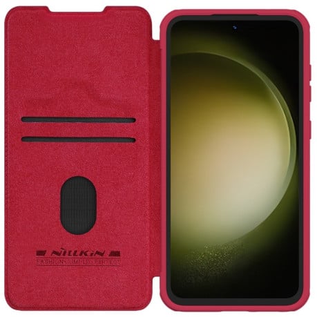 Кожаный чехол-книжка Nillkin Qin Series для Samsung Galaxy S23 FE 5G - красный