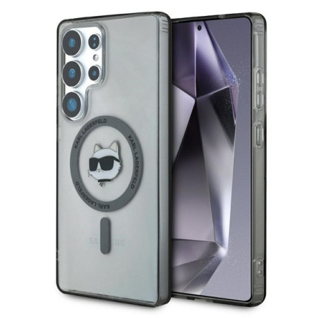 Оригинальный чехол Karl Lagerfeld Button Choupette Head Printed Logo MagSafe для Samsung Galaxy S25 Ultra - Black