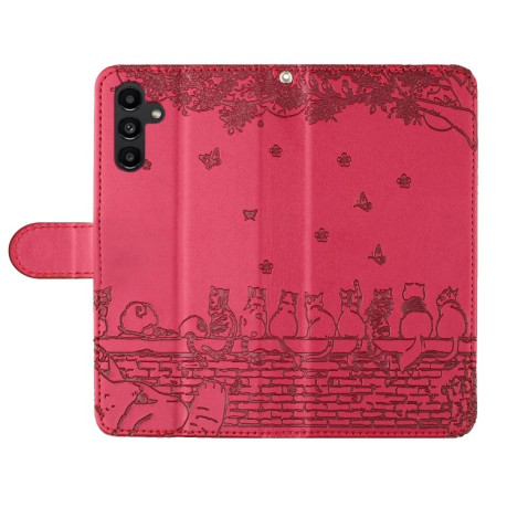 Чохол-книжка Cat Embossing Pattern Samsung Galaxy S24 FE 5G - червоний