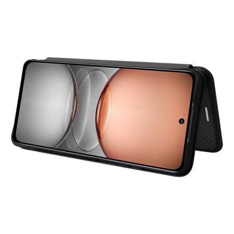 Чехол-книжка Carbon Fiber Texture на Realme C75 4G Global - черный