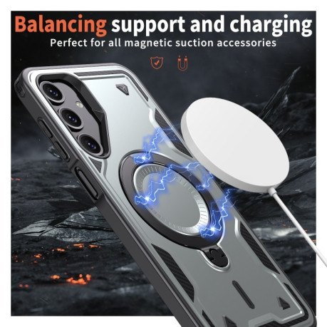 Противоударный чехол MagSafe Holder Armor PC Hybrid для Samsung Galaxy A16 5G - серый