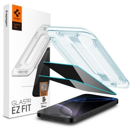 Комплект защитного стекла Spigen Glas.tR EZ Fit Privacy Tempered Glass for iPhone 16 Pro / 17 / 17 Pro - 2 pcs. - Black