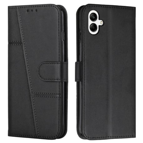 Чехол-книжка со строчкой и фактурой Calf с магнитным хлястиком на Samsung Galaxy A07 4G - черный