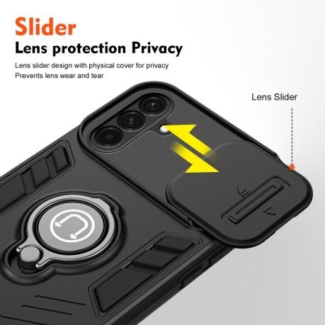 Противоударный чехол Sliding Camshield Ring Holder для Samsung Galaxy A56 - черный